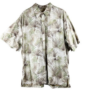 Vintage Cooke Street Honolulu Mens Hawaiian Camp Short Sleeve Shirt Palm Leaves